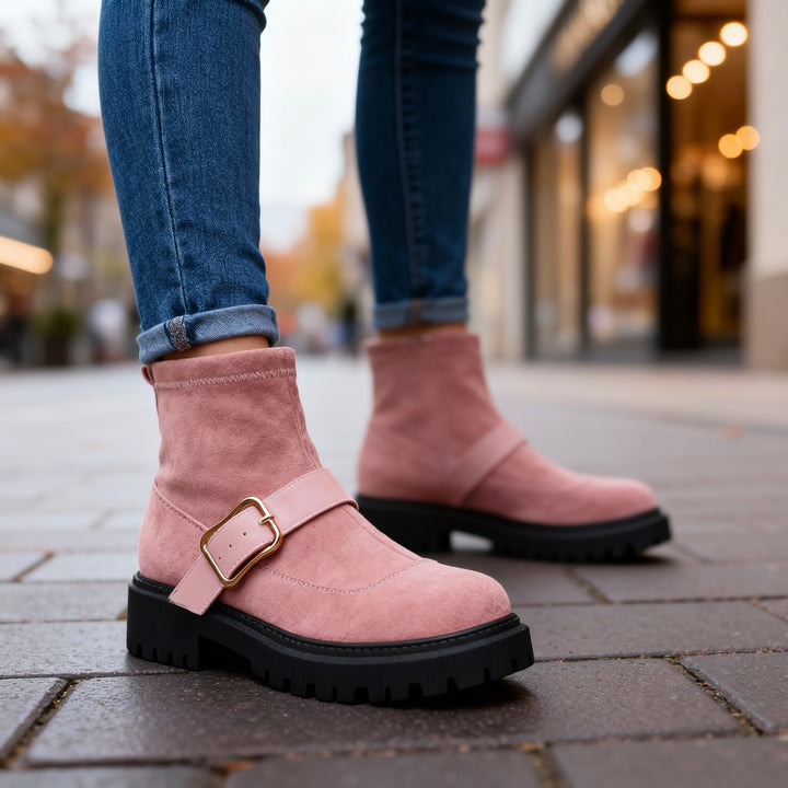 Helena Suede Buckle Boots