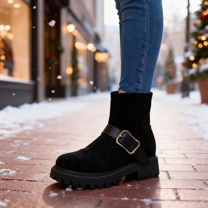 Helena Suede Buckle Boots