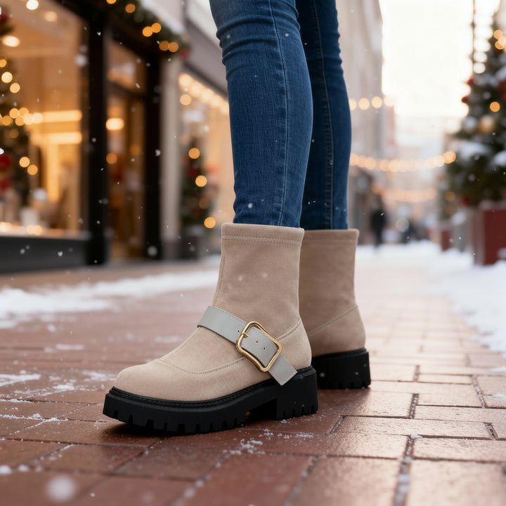 Helena Suede Buckle Boots