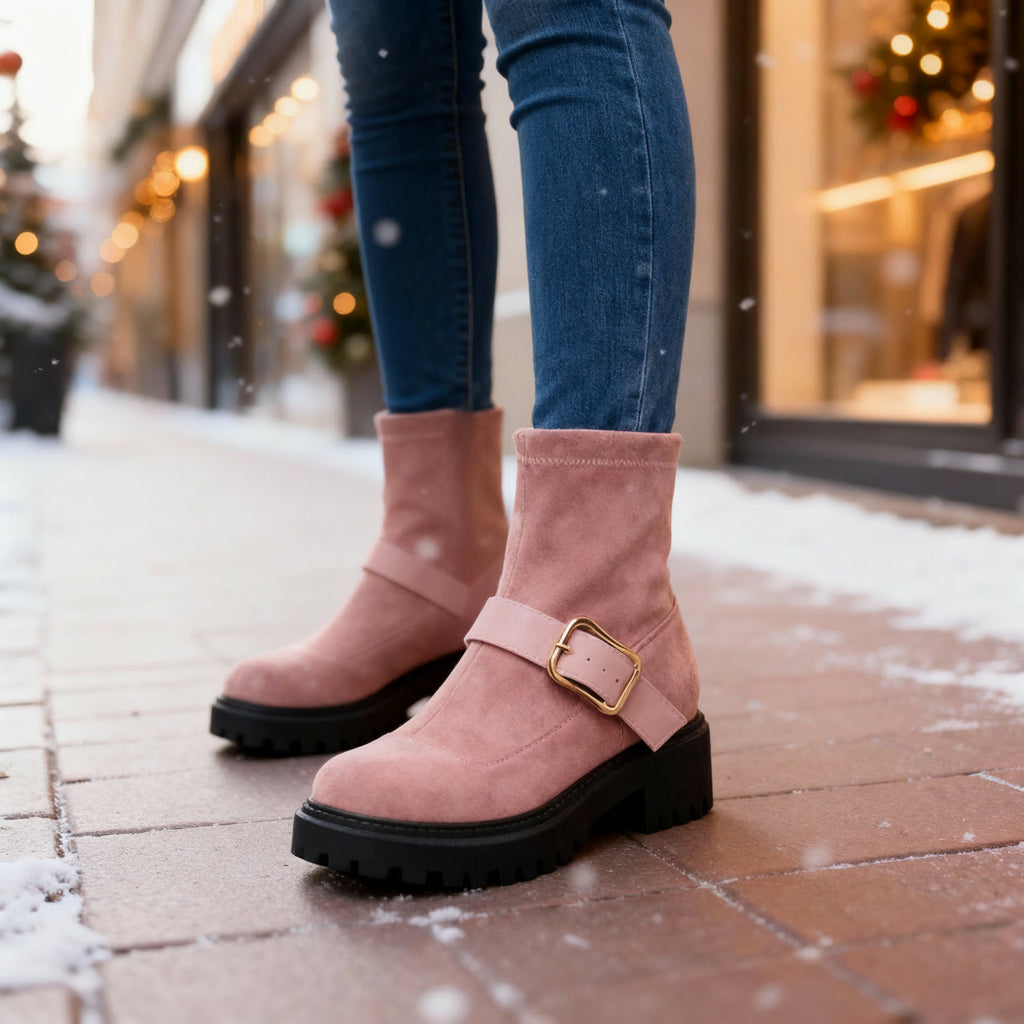 Helena Suede Buckle Boots