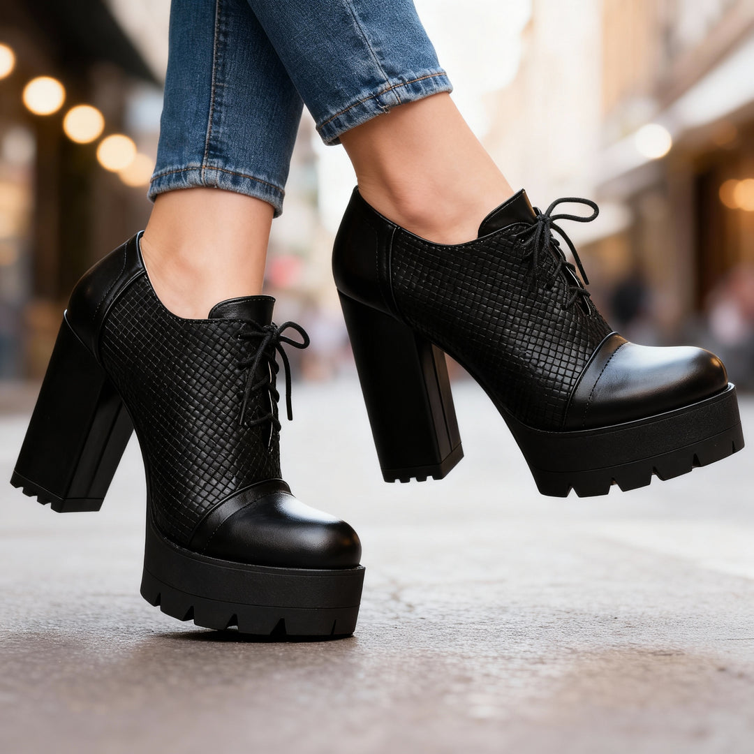 Jeanette Lace-Up Block Heels