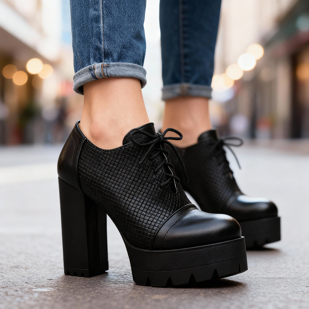 Jeanette Lace-Up Block Heels