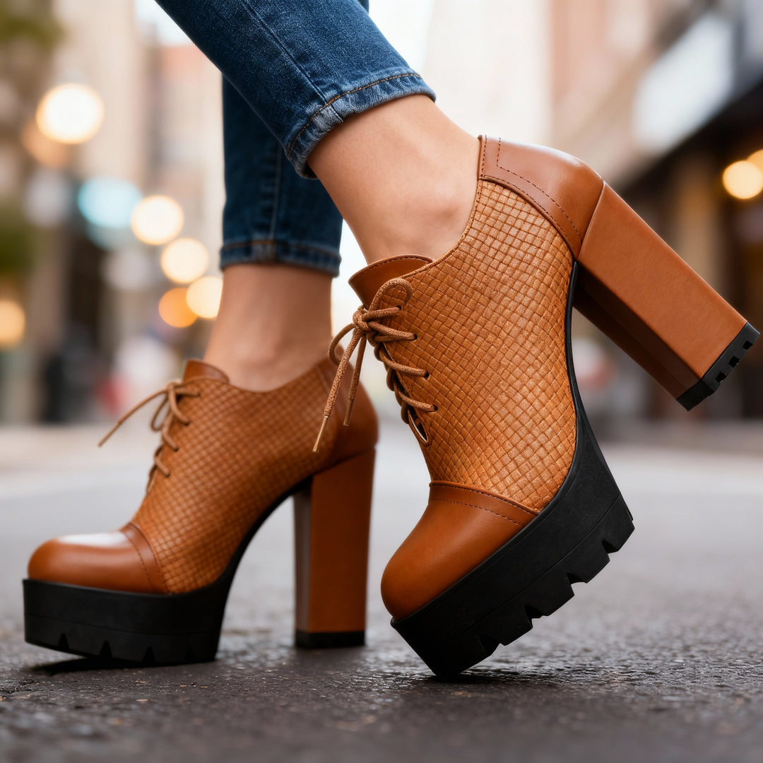 Jeanette Lace-Up Block Heels