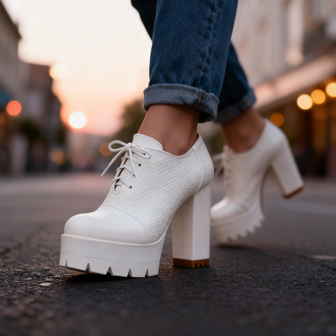 Jeanette Lace-Up Block Heels