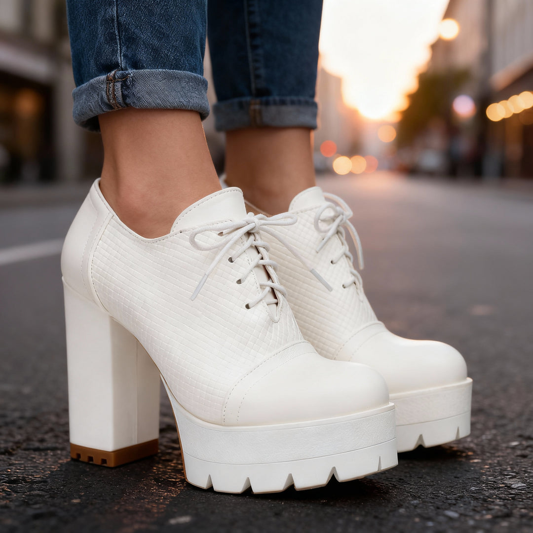 Jeanette Lace-Up Block Heels