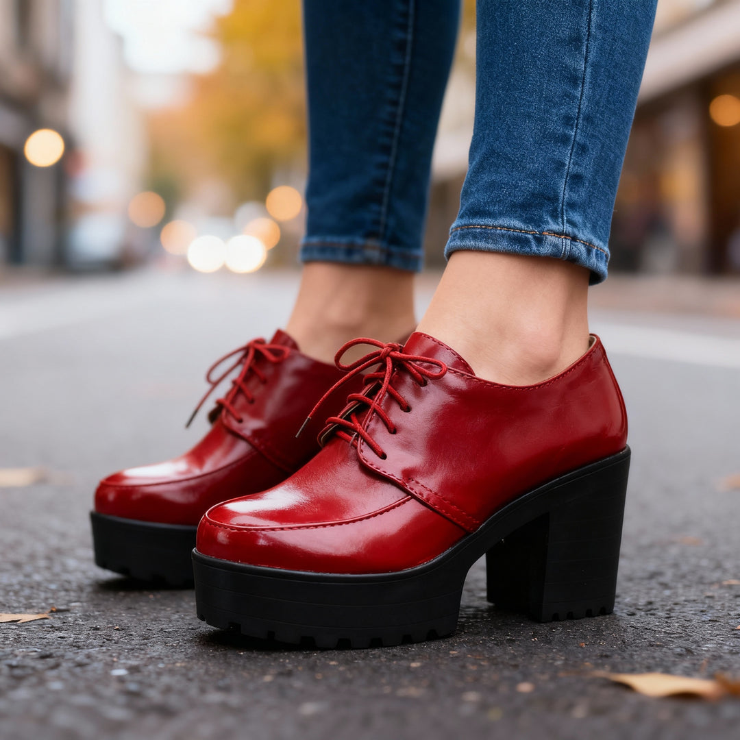 Jessica Lace-Up Block Heels