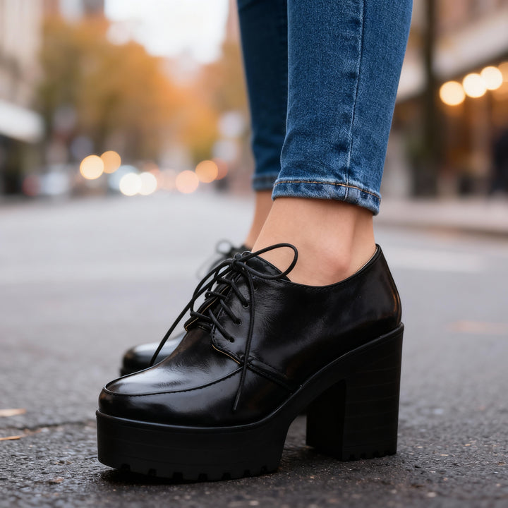 Jessica Lace-Up Block Heels