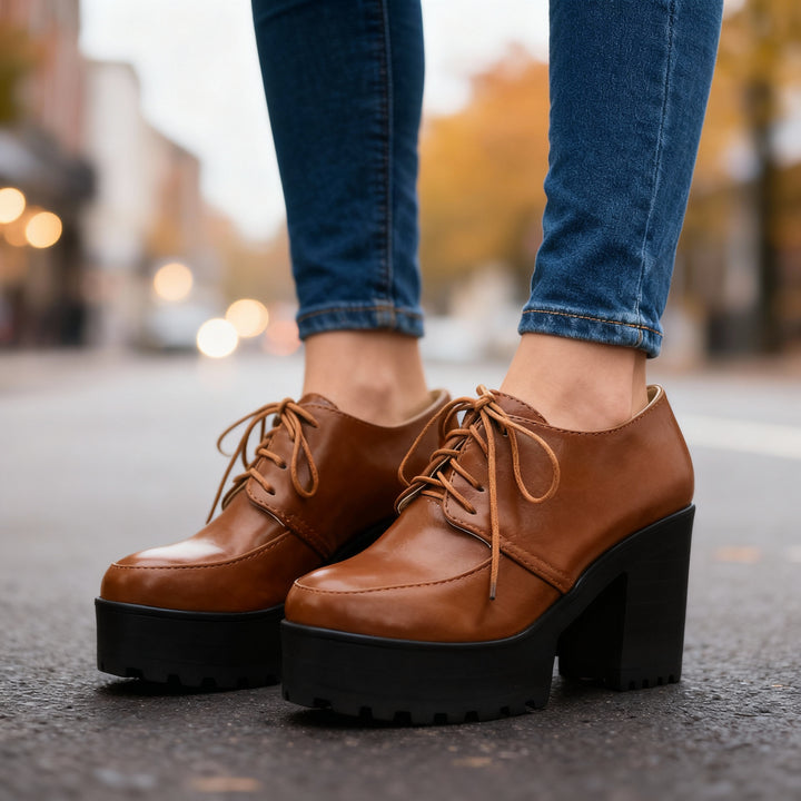Jessica Lace-Up Block Heels