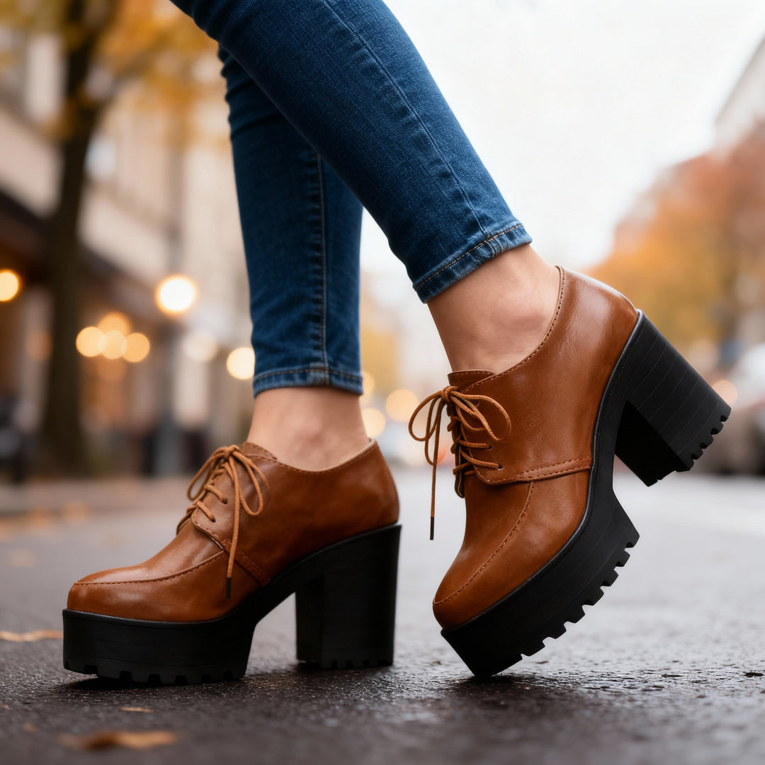 Jessica Lace-Up Block Heels