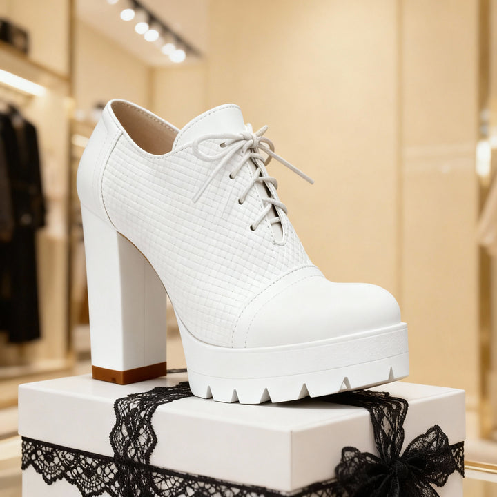 Jeanette Lace-Up Block Heels