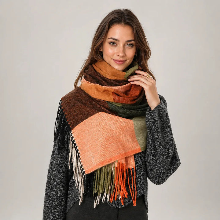 Freja | Oversized Winter Scarf - Color:Orange;Length (CM):70X200cm