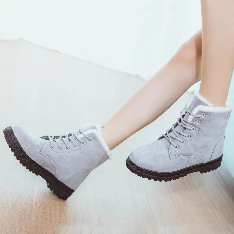 Freya | Women's Cozy Ankle Winter Boots -No match - Color:Gray;Size:35
