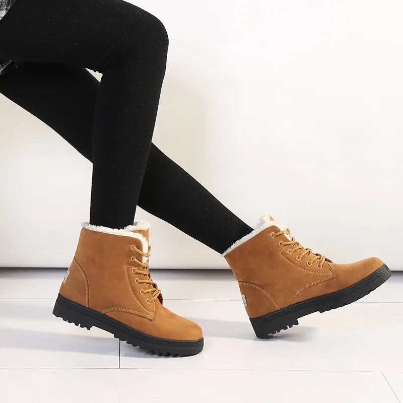 Freya | Women's Cozy Ankle Winter Boots -No match - Color:Sepia;Size:35