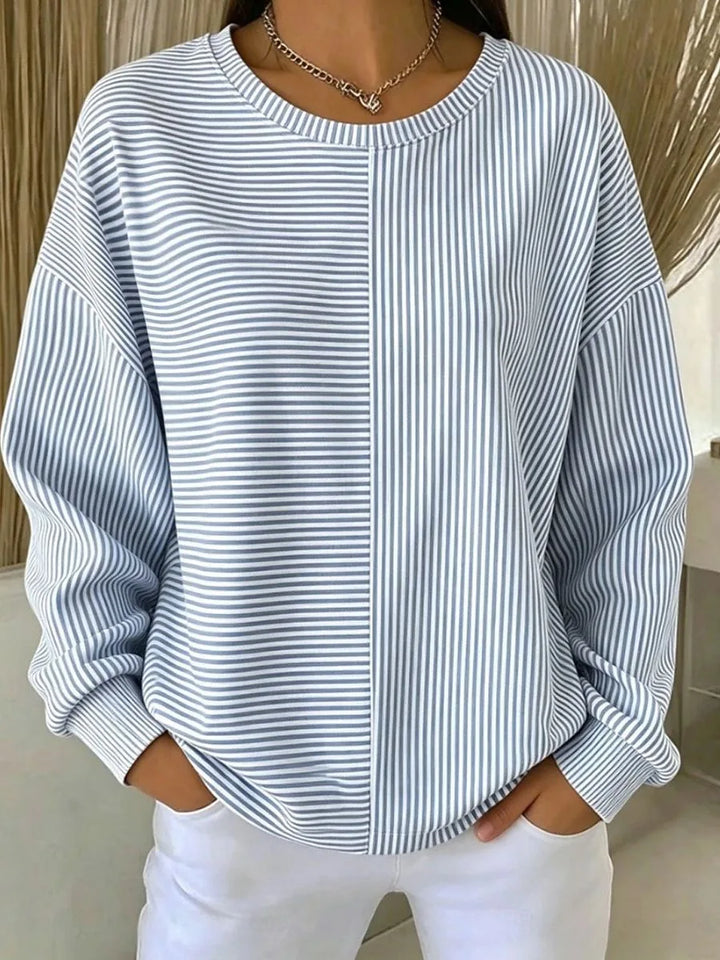 Gabriella | Women's Relaxed Striped Sweatshirt - Size:XS;Color:Blue
