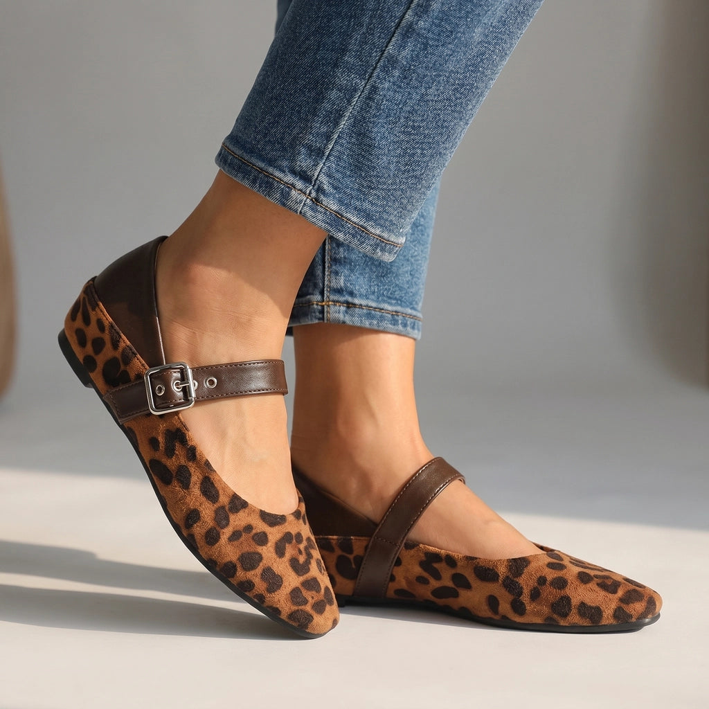 Gallagher Leopard Mary Janes - Color:Brown;Size:36