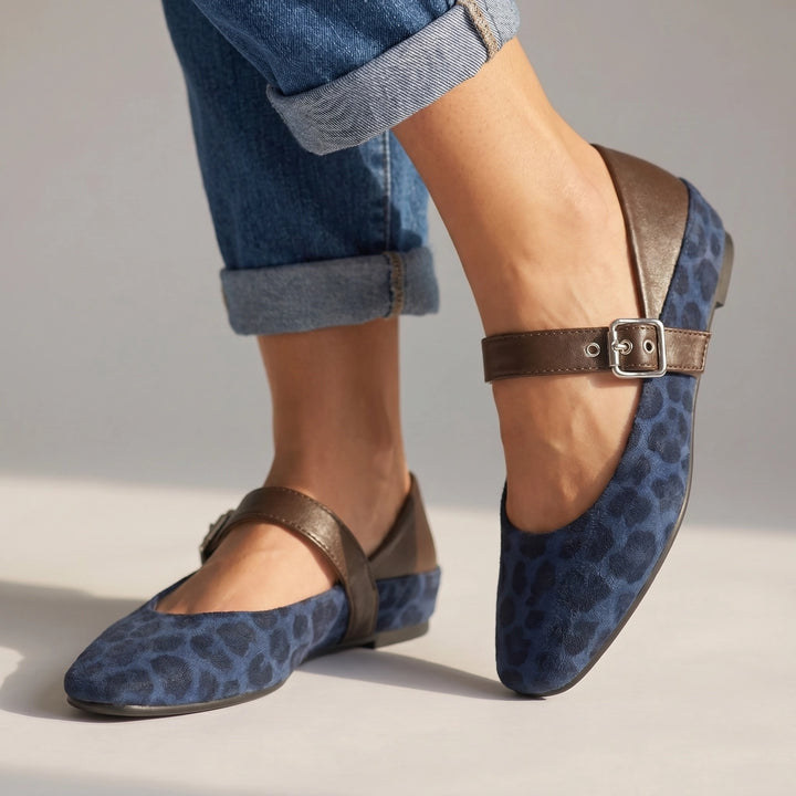 Gallagher Leopard Mary Janes - Color:Navy;Size:36
