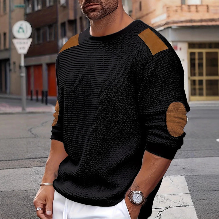 Gannon | Men's Textured Knit Sweater - Color:Black;Size:XS