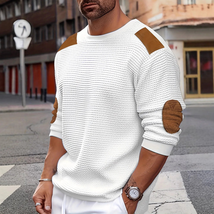 Gannon | Men's Textured Knit Sweater - Color:White;Size:XS