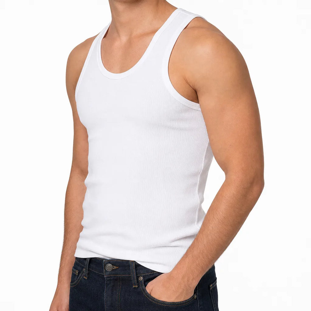 Men's White Heath Cotton Tank Top