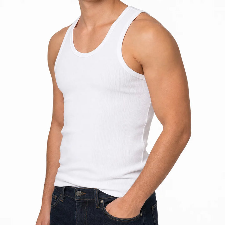 Men's White Heath Cotton Tank Top