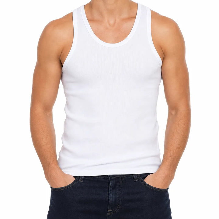 Men's White Heath Cotton Tank Top