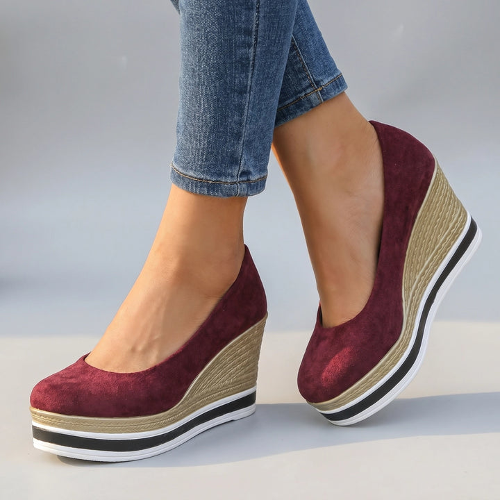 Gemma Wedge Pumps - Color:Red;Size:35
