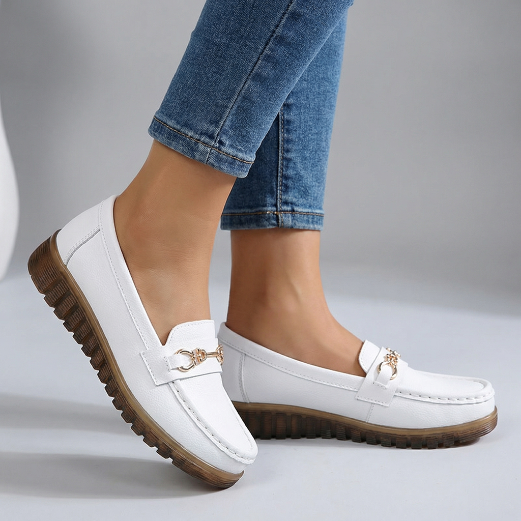 Elara Leather Buckle Loafers