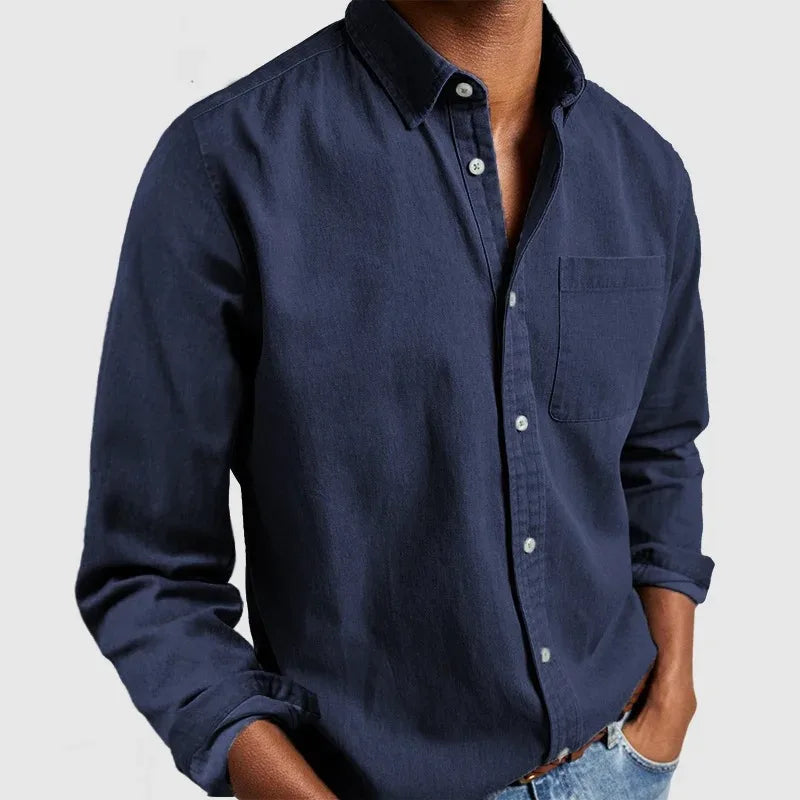 Gentry | Men's Premium Fit Casual Shirt - Color:Navy Blue;Size:XS