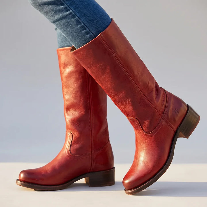 Georgiana | Womens Mid-Calf Fall Boots - Color:Red;Size:38