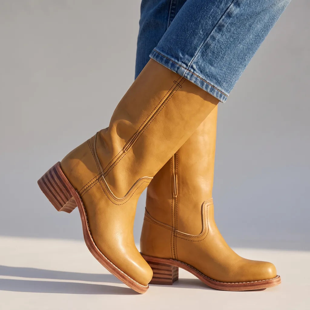 Georgiana | Womens Mid-Calf Fall Boots - Color:Yellow;Size:38
