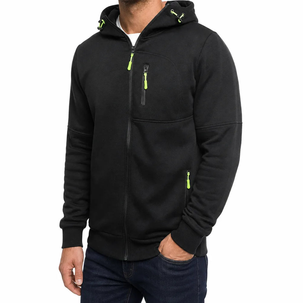 Men's Black Ashby Hooded Zip Jacket
