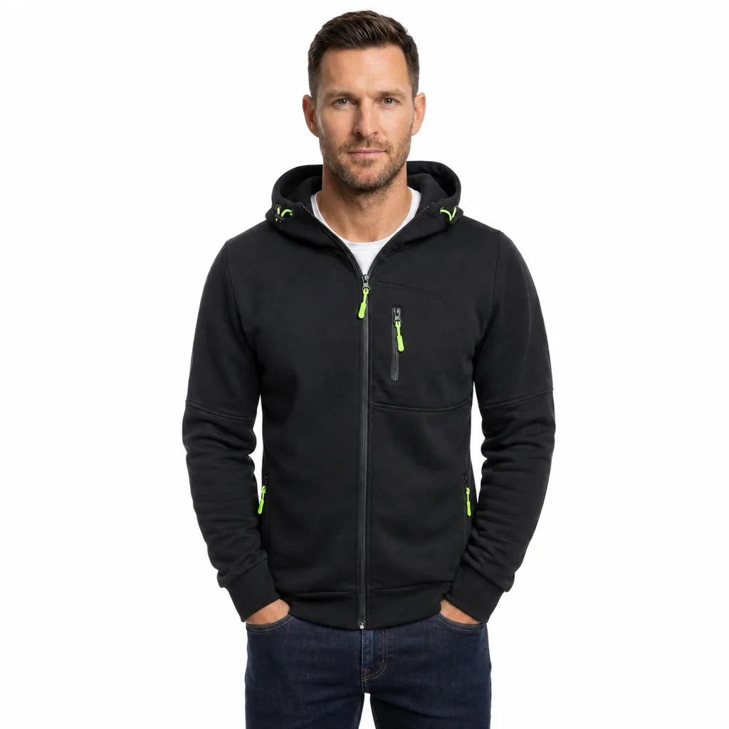 Men's Black Ashby Hooded Zip Jacket