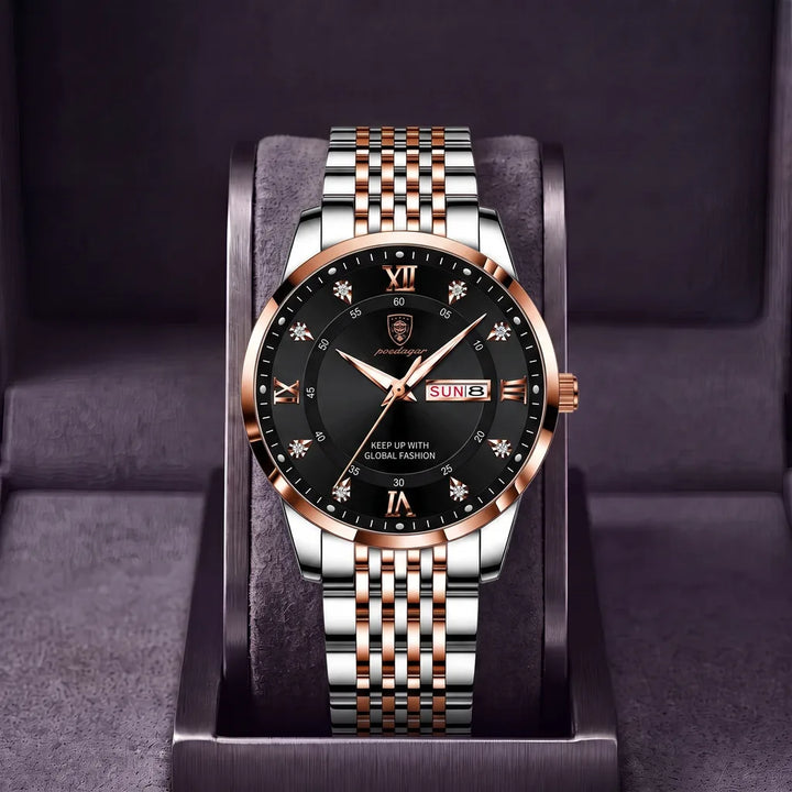 Men's 836 Rose Gold Tone Black Dial Isabella Luminous Quartz Watch
