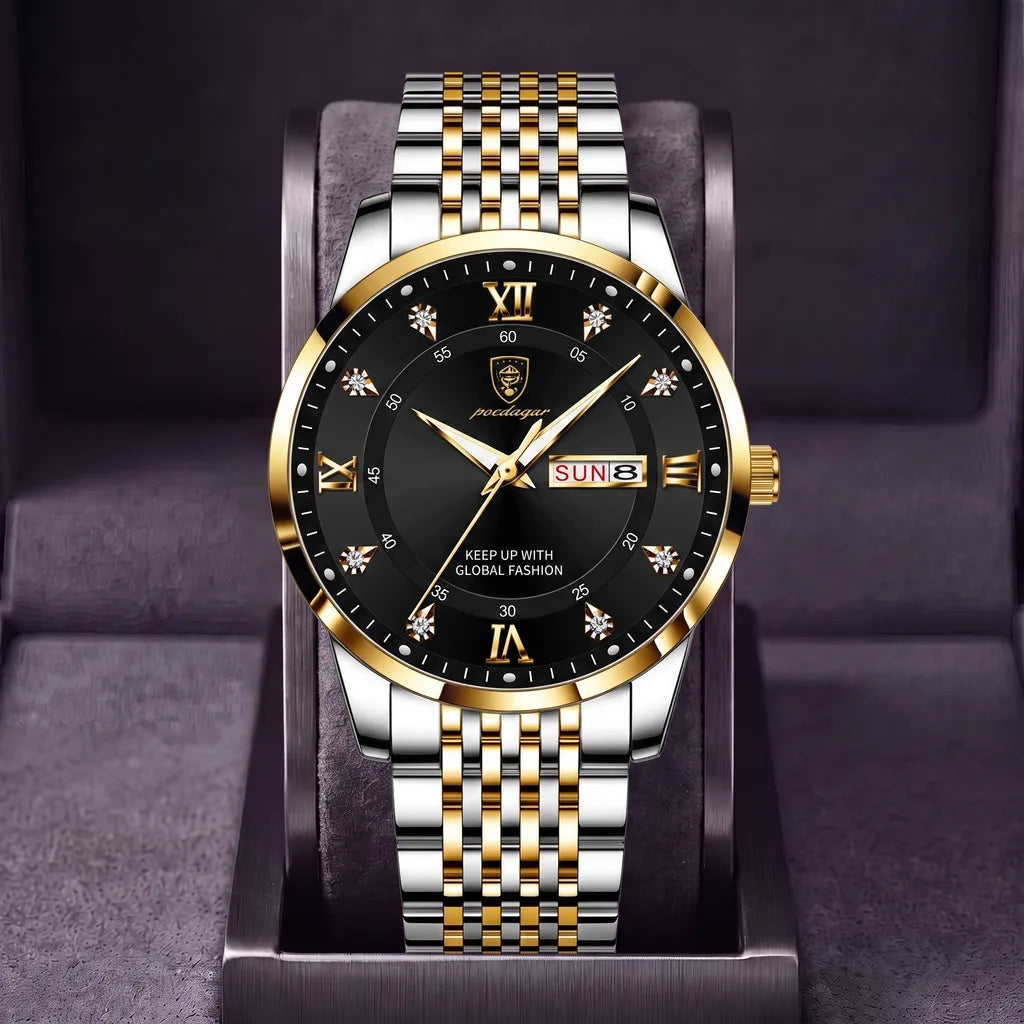 Men's 836 Silver Tone Black Dial Isabella Luminous Quartz Watch