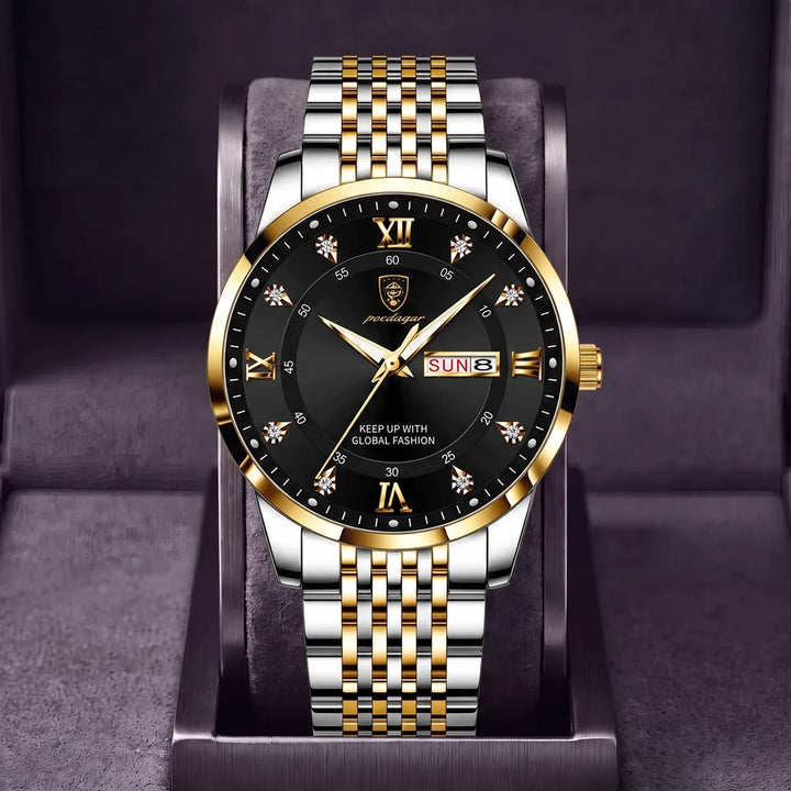 Men's 836 Silver Tone Black Dial Isabella Luminous Quartz Watch