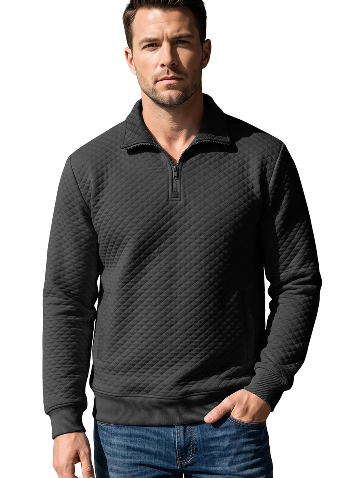 Gilmore | Men's Textured Quarter-Zip Sweater - Color:Black;Size:XS