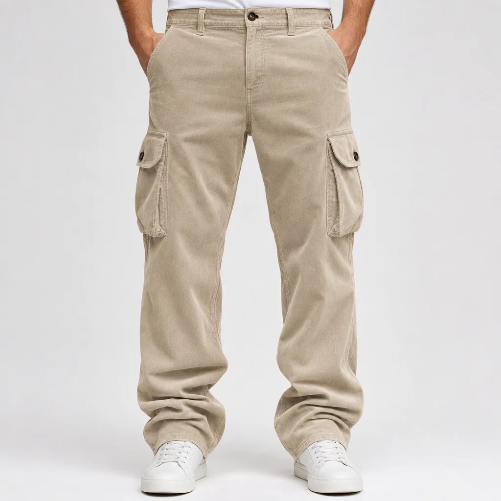 Gordon | Mens Baggy Work Cargo Pants - Color:Beige;Size:XS