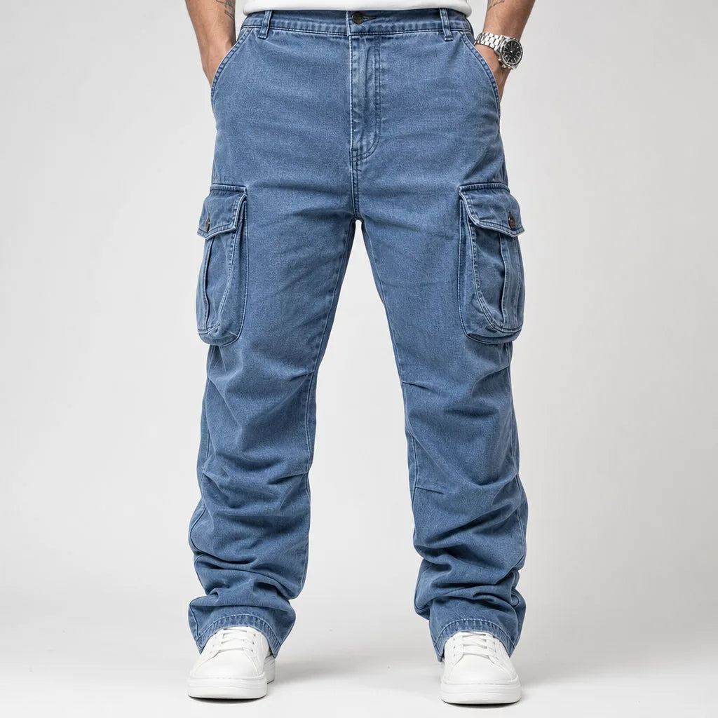 Gordon | Mens Baggy Work Cargo Pants - Color:Blue;Size:XS