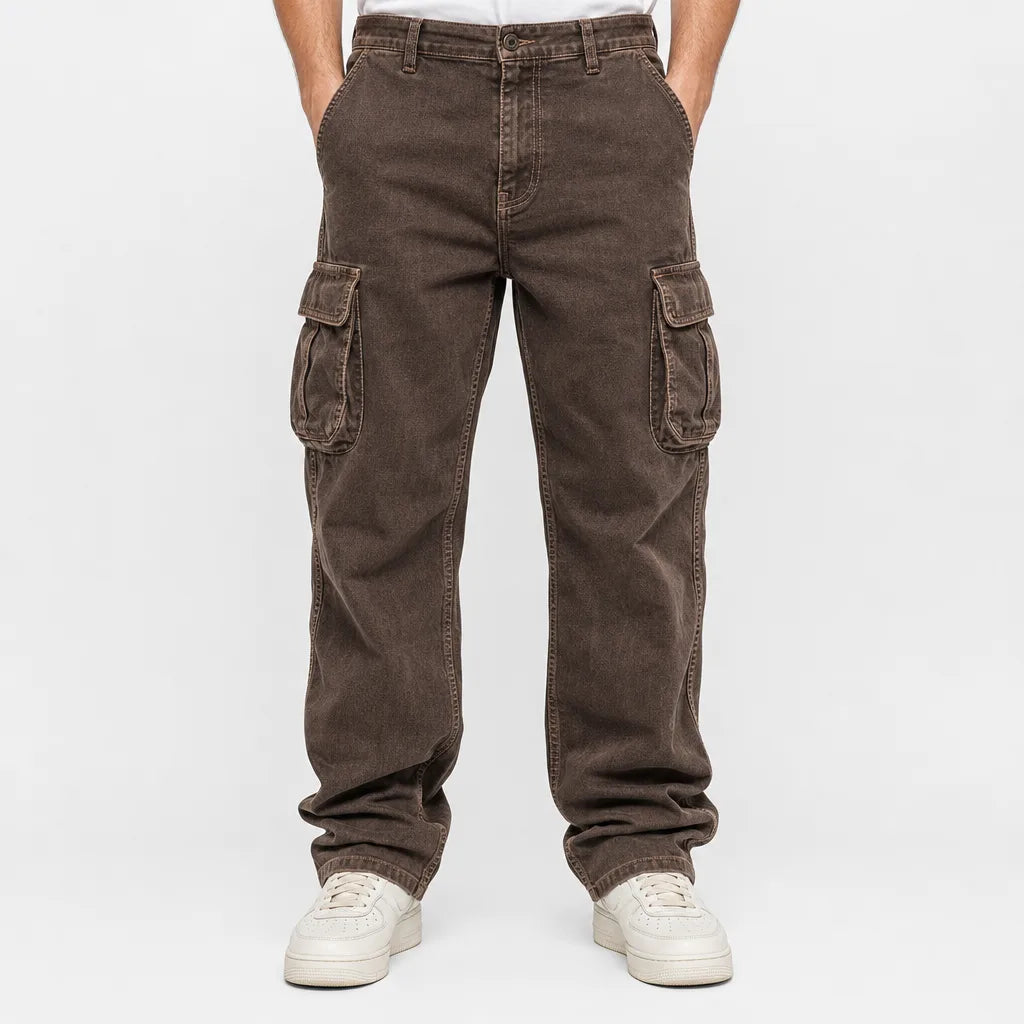 Gordon | Mens Baggy Work Cargo Pants - Color:Brown;Size:XS