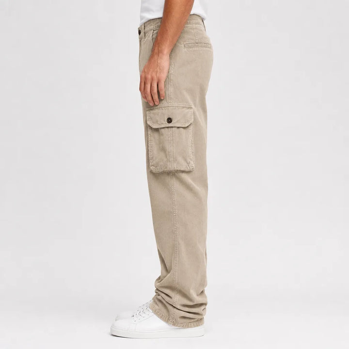 Men's Beige Grimshaw Corduroy Cargo Pants