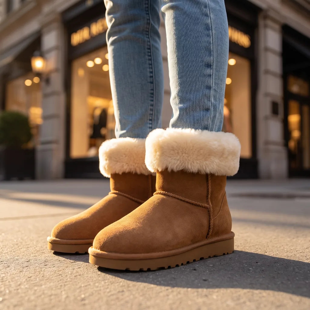 Women's Brown Hobart Leather Snow Boots