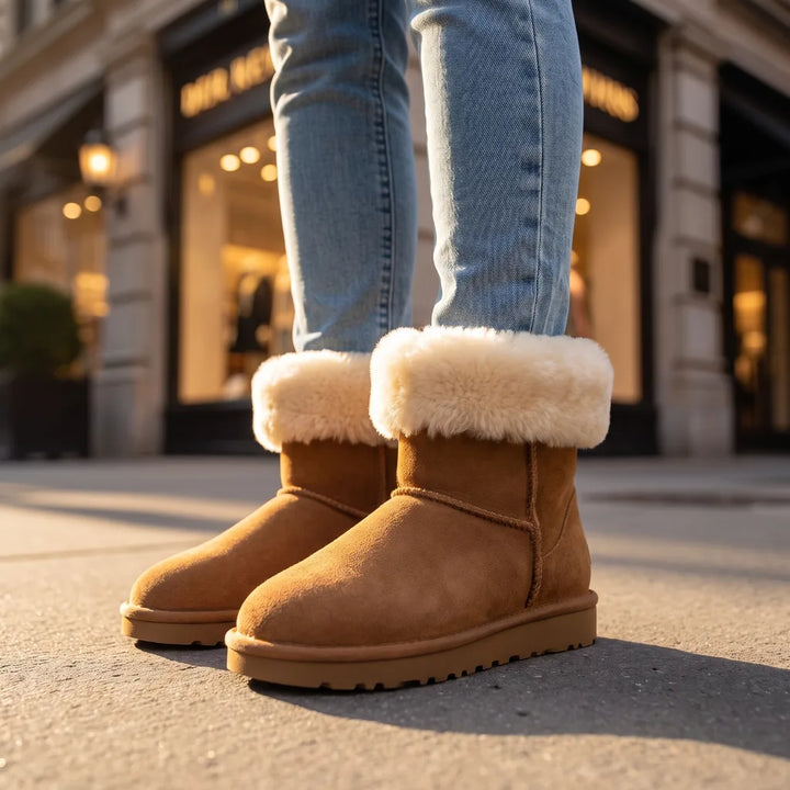 Women's Brown Hobart Leather Snow Boots