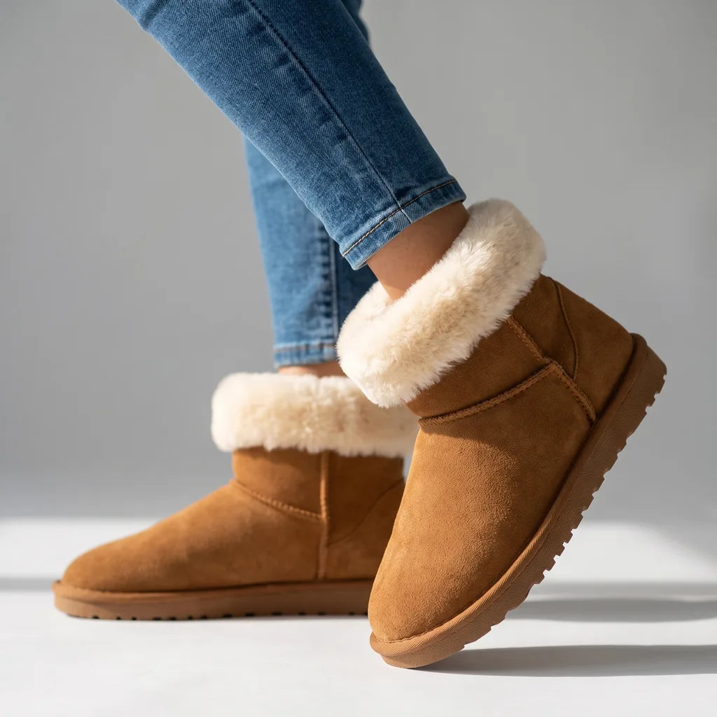 Women's Brown Hobart Leather Snow Boots