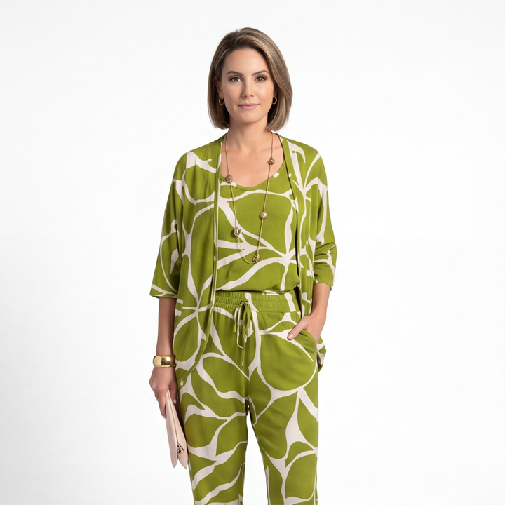 Grass Green Sloane Ribbed Three-Piece Set 2