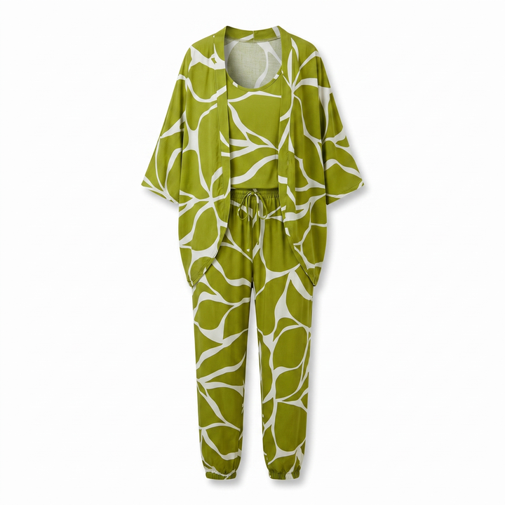 Grass Green Sloane Ribbed Three-Piece Set 1