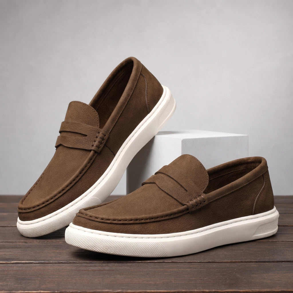 Flynn Suede Loafers - Color:Gray;Size:38