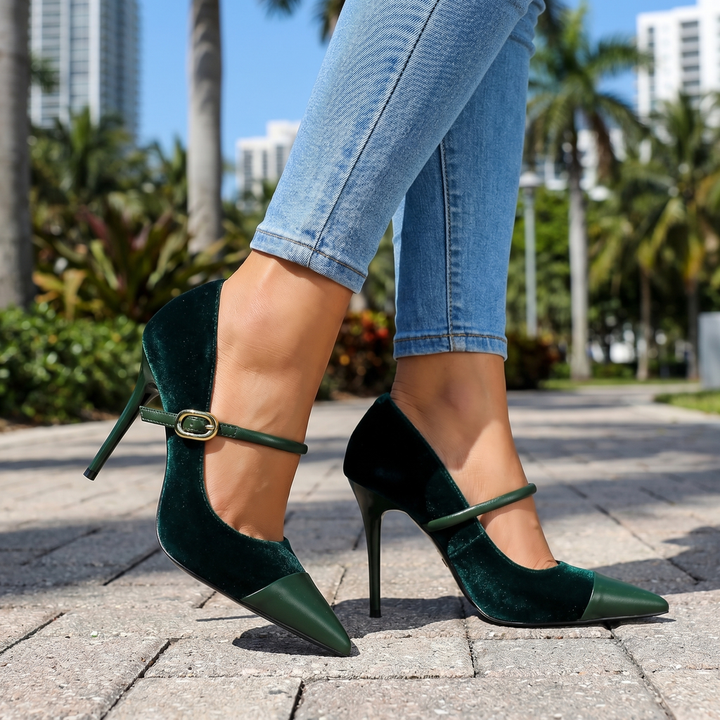 Green 10cm Lucia Valli Pointed Pumps 1