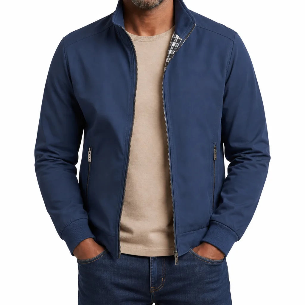 Men's Blue Greer Zip Bomber Jacket
