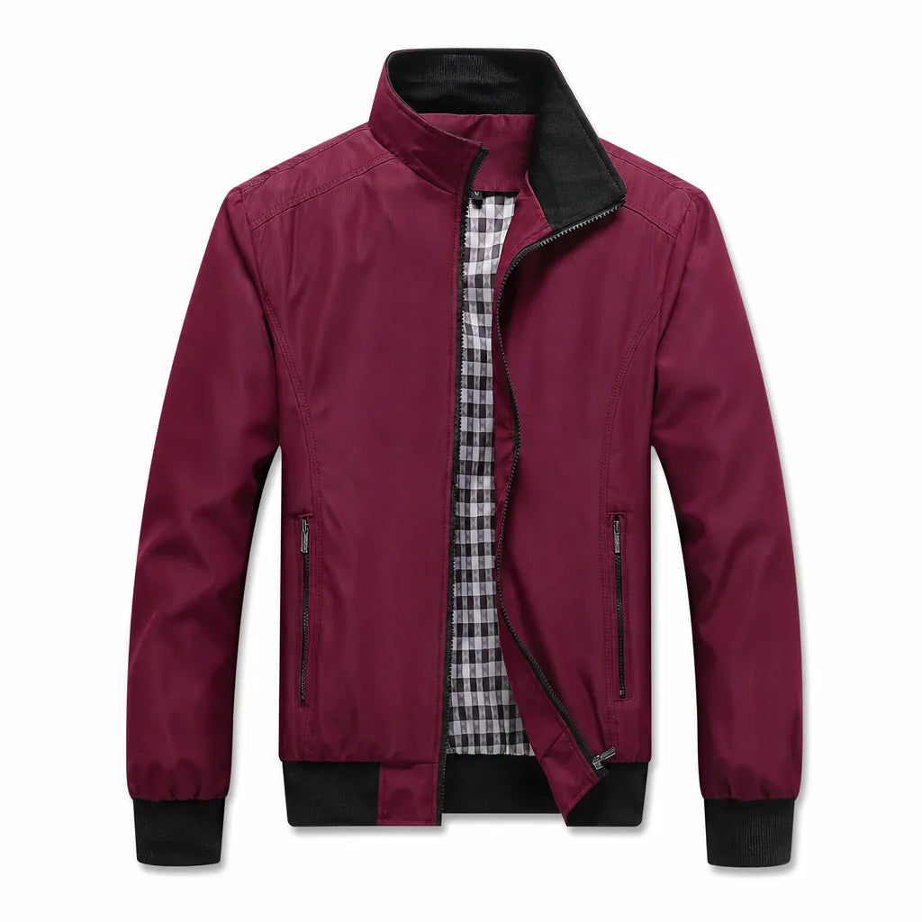 Greer Zip Bomber Jacket  - Color:Red Black;Size:S