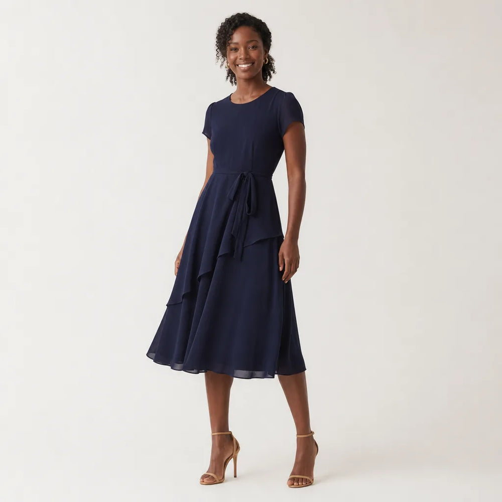 Women's Blue Crawford Crew Neck Midi Dress